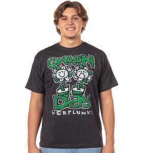 Seven Times Six Green Day Kerplunk Men's Graphic T-Shirt Distressed Style Flower Band Tee - 1 of 4