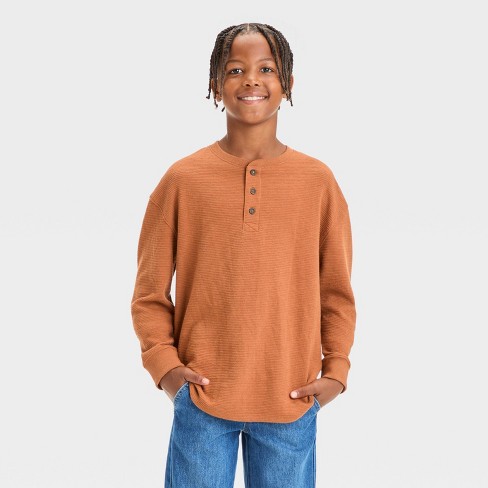 Boys' Long Sleeve Textured Henley Shirt - Cat & Jack™ - image 1 of 3