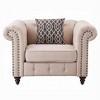 Linen Upholstered Tufted Accent Chair with Decorative Pillow and Loose Seat Cushion for Living Room - 2 of 4