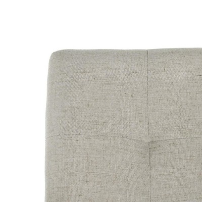 Light Grey Tufted Linen Counter Stools with Chrome Nail Head Trim