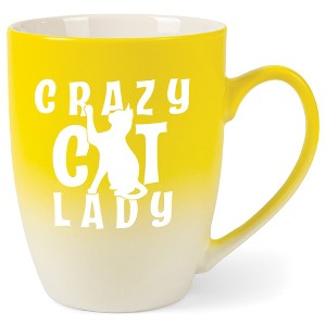 Elanze Designs Crazy Cat Lady Two Toned Ombre Matte Yellow and White 12 ounce Ceramic Stoneware Coffee Cup Mug - 1 of 4