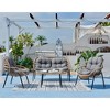 DOMETOUR 4 Pc Outdoor Set Natural with Grey Cushions - 2 of 2