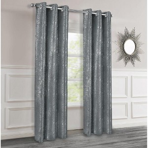 2pc Dainty Home Artistic 100% Blackout Grommet Curtain Panel Pair with 3D Lurex Texture - 1 of 4