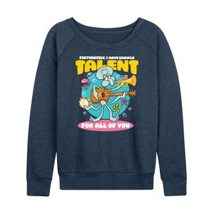 Women's - SpongeBob SquarePants - Squidward Enough Talent For All Of You Lightweight French Terry Wide Neck Long Sleeve Shirt - 1 of 4