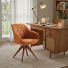Art Leon Comfortable Fabric Swivel Accent Chair with Solid Oak Wood Legs - 2 of 3