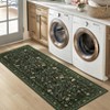 Botanical Area Rugs for Living Room Floral Leaves Pattern Rug Washable Farmhouse Soft Non-Slip Accent Carpet - 3 of 4