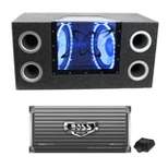 Pyramid BNPS102 10" 1000W Car Subwoofers Sub Bandpass System with Neon Accent Lighting and Boss PDX-1000.2 2000W 2-Ohm 2-Channel Amplifier Amp