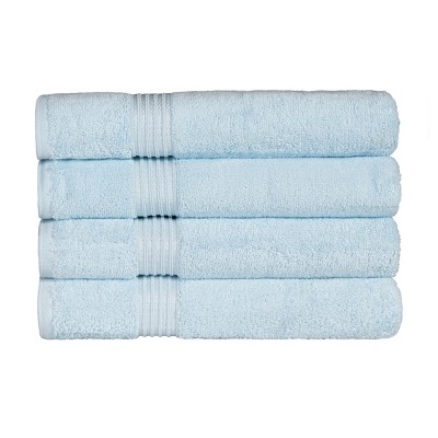 Luxury Cotton Heavyweight Ultra-plush Bath Towel Set Of 4, Light Blue ...