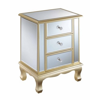 Gold Coast Vineyard Mirrored 3 Drawer End Table - Breighton Home