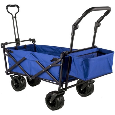 SKRAN Extra Large Folding Garden Cart,Wagon Utility Carts with Removable Canopy and Wheels & Rear Storage,for Garden,Camping,Shopping,Blue