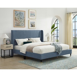 Roundhill Furniture Rozitta Upholstered Wingback Platform Bed - 1 of 4