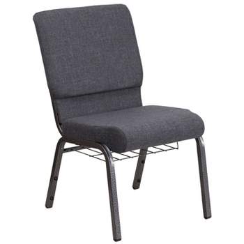 Flash Furniture HERCULES™ Series Auditorium Chair - Chair with Storage - 19inch Wide Seat - Dark Gray Fabric/Silver Vein Frame