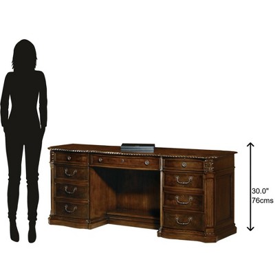 Traditional Walnut Executive Desk with Keyboard Tray and Filing Cabinet