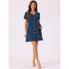 cheibear Women's Button V-neck Short Sleeve Soft Pajama with Pockets - 3 of 4