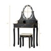 Tangkula Lighted Vanity Mirror Set Makeup Dressing Table w/ 3 Drawers Mirror & 10 LED Bulbs Black - 3 of 4