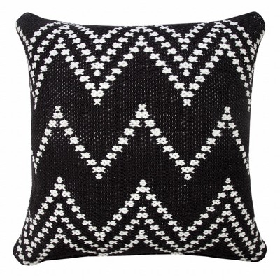 HomeRoots 20" X 20" Black And White 100% Cotton Chevron Zippered Pillow