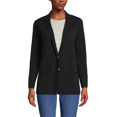 Lands' End Women's Fine Gauge Cotton Button Front Blazer Sweater : Target