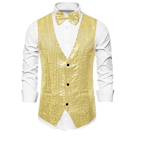 Lars Amadeus Men's Sequin Shiny Sleeveless Party Prom Dress Suit Vest ...