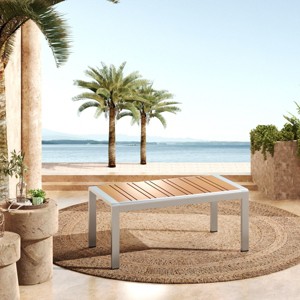 Outdoor Aluminum Coffee Table with Rust Resistant Frame,Rectangular Patio Garden Coffee Table,Modern Lightweight Coffee Table-Cuddlewood - 1 of 4