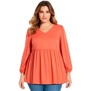 Avenue V-Neck Blouson Elastic Waist Blouse - 1 of 4