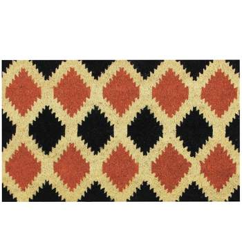 Northlight Orange and Black Diamond Pattern with Cream Accent Autumn Doormat 18" x 30"
