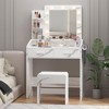 TROPOW Vanity Desk with Mirror and Lights, Makeup Vanity with Power Outlet & Cushioned Stool, 3 Lighting Modes Adjustable Brightness, Dressing Table - 2 of 4
