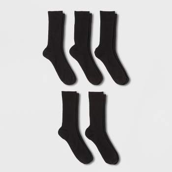 Men's Flat Knit Dress Socks 5pk - Goodfellow & Co™ Black 7-12