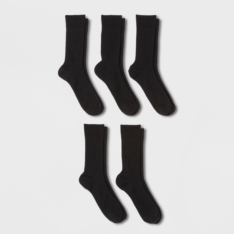 Men&#39;s Flat Knit Dress Socks 5pk - Goodfellow &#38; Co&#8482; Black 7-12, 1 of 4