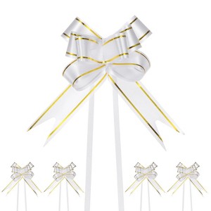Unique Bargains Plastic Durable Glossy Appearance Waterproof Gift Wrap Satin Pull Bows 100 Count - 1 of 4