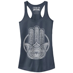 Juniors Womens CHIN UP Henna Hamsa Racerback Tank Top - 1 of 3