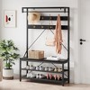 Whizmax Coat Rack Shoe Bench Industrial Hall Tree Storage Bench for Entryway, Wood Large Shoe Rack Bench with Storage Shelf Hanging Bar,8 Hooks - 4 of 4