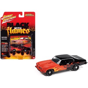 1974 Pontiac GTO Black and Red with Flame Graphics "Black with Flames" Series 1/64 Diecast Model Cars by Johnny Lightning - 1 of 4