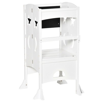 ONWITH 2 in 1 Kids Foldable Kitchen Step Stool for Children 3-6 Years Old White