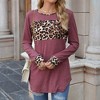 Anna-Kaci Women's Long Sleeve Pullover Top with Leopard Print Chest Panel and Cuff Accents - 3 of 4