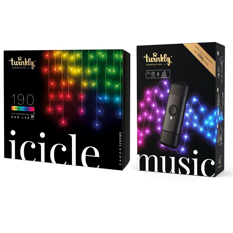 Twinkly Icicle + Music Bundle App-Controlled LED Christmas Lights 190 LED RGB Multicolor Indoor/Outdoor Smart Lighting with USB Music Syncing Device, 1 of 8