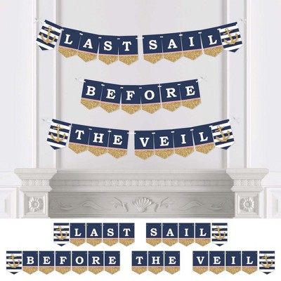 Big Dot of Happiness Last Sail Before the Veil - Nautical Bridal Shower & Bachelorette Party Bunting Banner - Bridal & Bachelorette Party Decorations