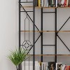 Bookshelf, Corner Bookshelf, Industrial Wooden Bookcase with Open Shelves and Metal Frame for Living Room, Bedroom, Office - 4 of 4