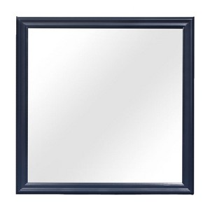 HomeStock Blue Framed Mirror with Traditional Louis Phillipe Design – Large Modern Bedroom Mirror - 1 of 4