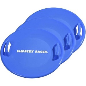 Slippery Racer Heavy-Duty Cold Weather Downhill Pro Adults and Kids Plastic Outdoor Winter Saucer Disc Snow Sleds with Handles. (3 Pack) - 1 of 4