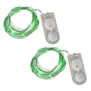 Lumabase 2ct Battery Operated LED Fairy String Lights Green - 1 of 4
