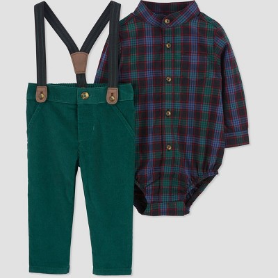 Image of Carter's Just One You®️ Baby Boys' Plaid Top & Bottom Set - Green 3M