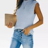 Women's Cap Sleeve Knit Pullover Sweater Crew Neck Tank Tops - 3 of 4