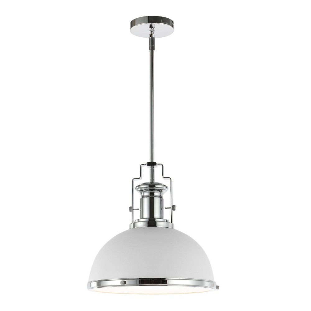 Photos - Chandelier / Lamp 13" 1-Light Homer Modern Industrial Iron LED Dome Pendant Chrome/White - J