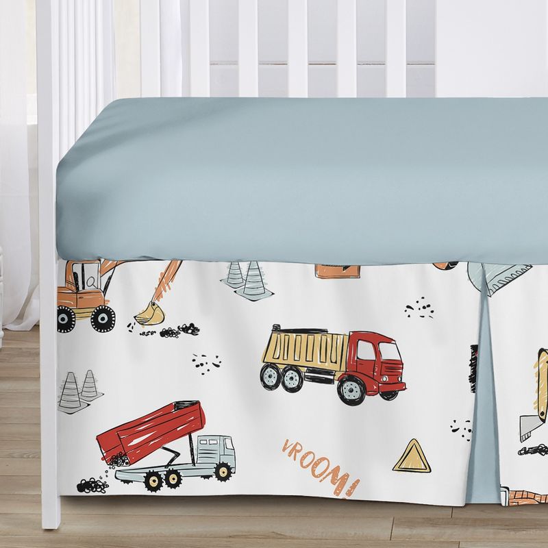 Sweet Jojo Designs Boy Crib Bedding + BreathableBaby Breathable Mesh Liner Construction Truck White Red Blue, 5 of 7