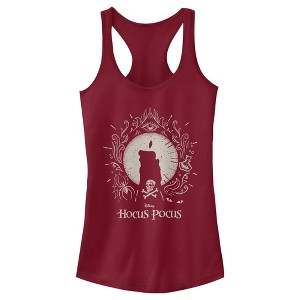 Juniors Womens Disney Hocus Pocus Black Flame Candle Racerback Tank Top - 1 of 3