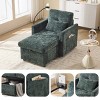 Multifunctional Chenille Chaise Lounge Recliner with Hidden Storage, Adjustable Phone Holder & Side Pockets for Small Spaces-3irtyhousy - 3 of 4