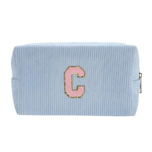 Unique Bargains Corduroy Rectangular Letter Makeup Bag Sky Blue 1 Pc - 1 of 4