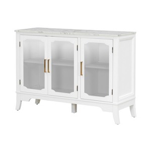 ModernLuxe Sideboard Accent Cabinet with Marble Top, Glass Door Storage Cabinet Display Cabinet with Adjustable Shelves - 1 of 4
