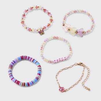 Girls' 5pk Happy Beads Butterfly Bracelet Set - Cat & Jack™
