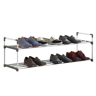 White 2-Tier Plastic Shoe Rack for 10 Pairs